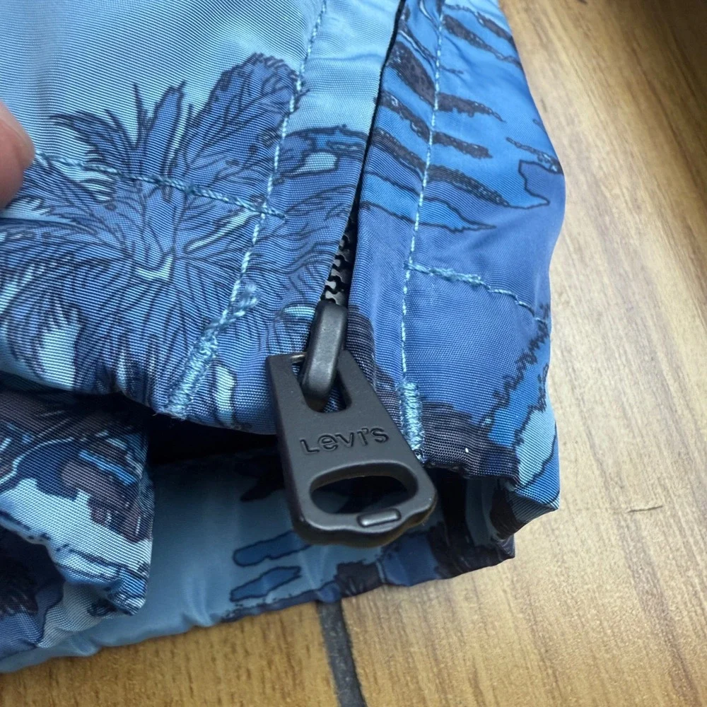 Levi's Pullover Anorak Jacket‎ Hooded Palm Print Blue XL